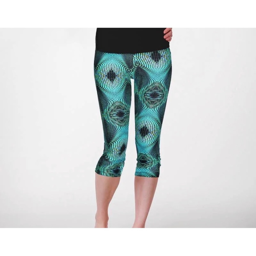 Koral Activewear Synergy Capri Leggings Oasis Teal Green Geometric A2014S03-OASI